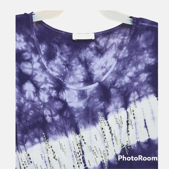 Dressbarn Slip On Blouse Front Tie and White Bling - Picture 2 of 8